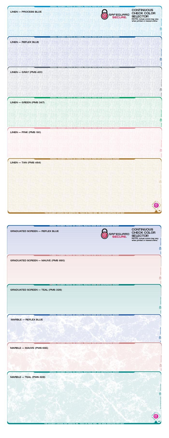 Continuous Check Color Guide